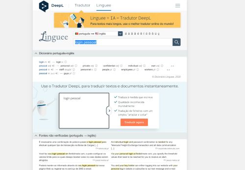 
                            11. login pessoal - Tradução em inglês – Linguee