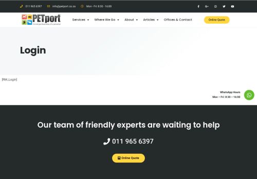 
                            12. Login - PETport Animal Travel Services