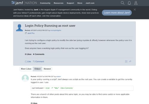 
                            12. Login Policy Running as root user | Discussion | Jamf Nation