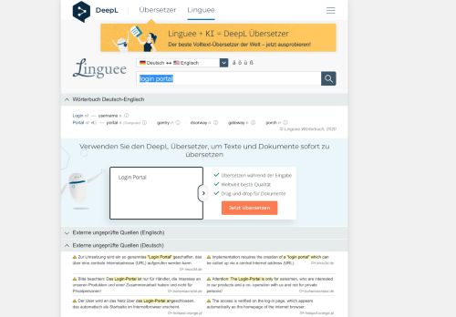 
                            11. Login Portal - Englisch-Übersetzung – Linguee Wörterbuch