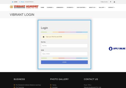 
                            10. Login Portal- Vibrant Academy