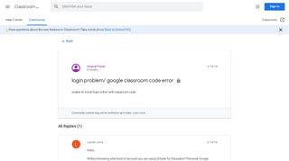 
                            4. login problem/ google classroom code error - Google Product Forums