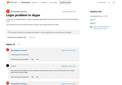 
                            10. Login problem in skype - Microsoft Community