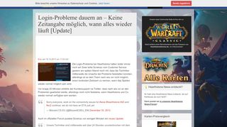 
                            10. Login-Probleme dauern an - Keine Zeitangabe möglich ... - Hearthstone