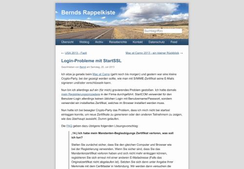 
                            10. Login-Probleme mit StartSSL | Bernds Rappelkiste