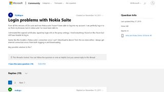 
                            4. Login problems with Nokia Suite - Microsoft Community