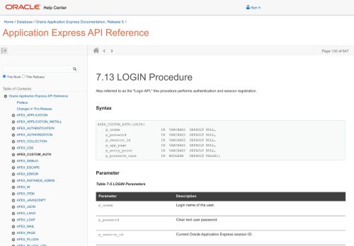 
                            1. LOGIN Procedure - Oracle Docs