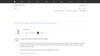 
                            10. Login prompt shakes at first login - Apple Community