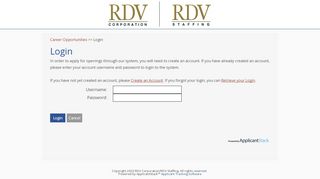 
                            12. Login - RDV Corporation/RDV Staffing
