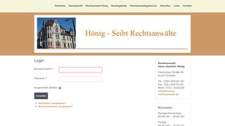 
                            13. Login - Rechtsanwalt Hönig, Arbeitsrecht Mietrecht, Baurecht, Erbrecht ...