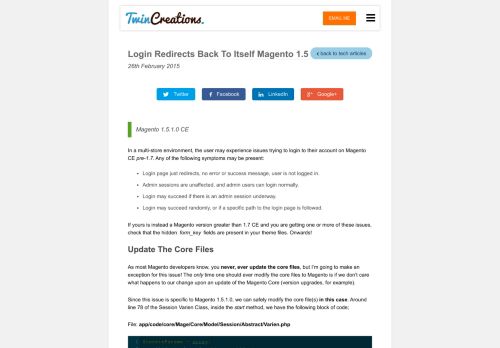 
                            13. Login Redirects Back To Itself Magento 1.5 | Jason at Twin Creations
