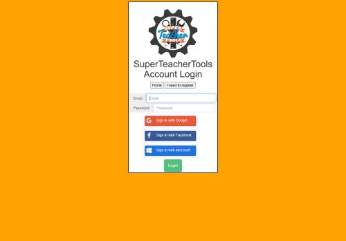 
                            6. Login / Register - Super Teacher Tools