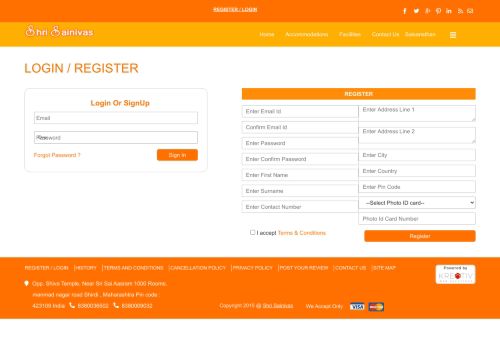 
                            6. Login / Register With Us For Online Accommodatin in Shridi