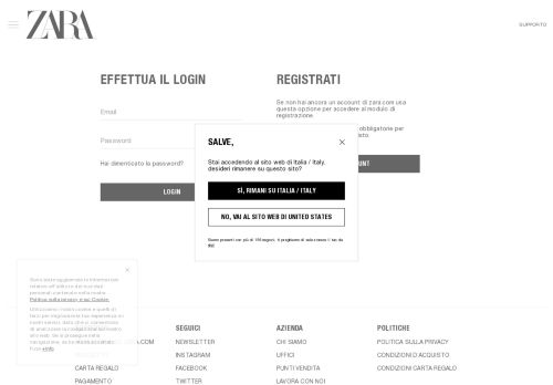 
                            1. Login / Registrati - ZARA Italia / Italy - Sito Web Ufficiale