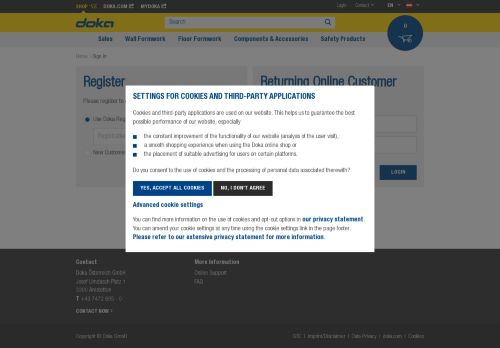 
                            3. Login & Registration | Doka Austria - Doka Online Shop