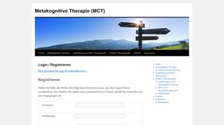 
                            7. Login / Registrieren | Metakognitive Therapie (MCT)