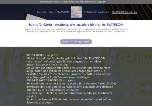 
                            6. Login Registrierung für Platincoin Affiliate Partner