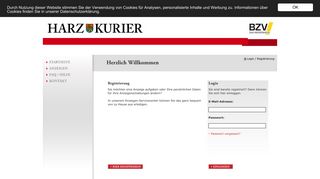 
                            2. Login / Registrierung - Harz Kurier