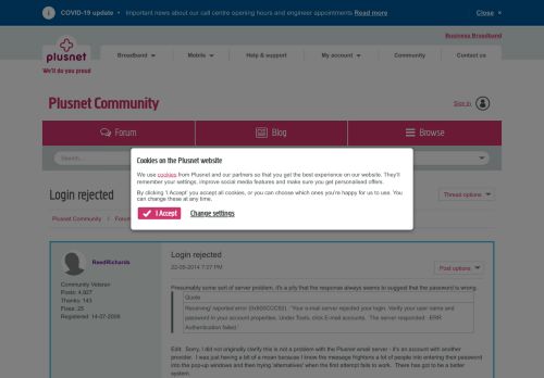 
                            6. Login rejected - Plusnet Community