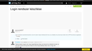 
                            2. Login rendszer készítése - Prog.Hu