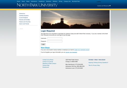 
                            12. Login Required - North Park University - Christian, Urban, Intercultural