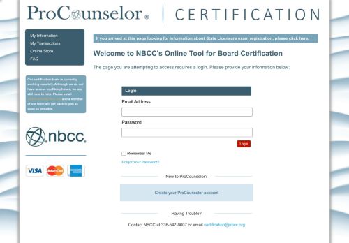 
                            1. Login Required - ProCounselor - NBCC