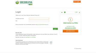 
                            2. Login - Sberbank Europe AG Online-Filiale - BLZ 50020000 - BIC ...
