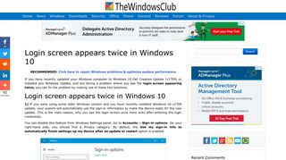 
                            2. Login screen appears twice in Windows 10 - The Windows Club