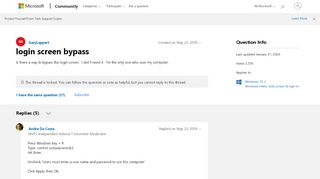 
                            3. login screen bypass - Microsoft Community