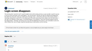 
                            2. Login screen disappears - Microsoft Community