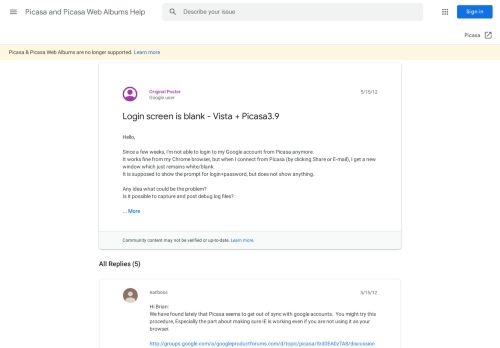 
                            4. Login screen is blank - Vista + Picasa3.9 - Google Product Forums