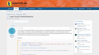 
                            2. Login Script Cookies/Sessions | tutorials.de