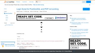 
                            6. Login Script for PostGreSQL and PHP not working - Stack Overflow