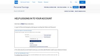 
                            7. Login Security and Help | American Express® Personal Savings