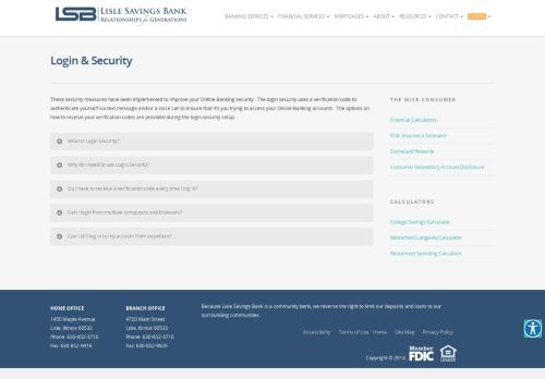 
                            11. Login & Security - Lisle Savings Bank