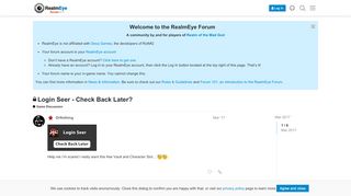 
                            1. Login Seer - Check Back Later? - Game Discussion - Forum ...