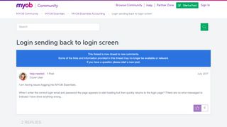 
                            6. Login sending back to login screen - MYOB Community