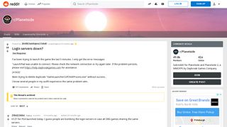 
                            12. Login servers down? : Planetside - Reddit