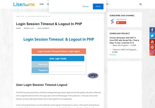 
                            7. Login Session Timeout & Logout In PHP | Lisen me