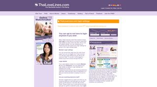 
                            2. Login settings for your ThaiLoveLines Thai Dating account