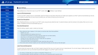 
                            3. Login Settings | PlayStation®4 User's Guide