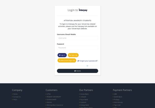 
                            8. Login / Sign up - InterpayAfrica