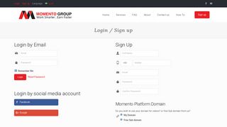 
                            6. Login / Sign up - Momento Group