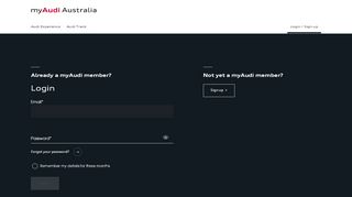 
                            10. Login / Sign up - myAudi