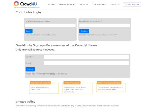 
                            6. Login / Signup - Crowd4U