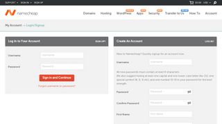 
                            4. Login Signup - Namecheap