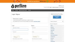 
                            5. Login / Signup | PRFire.co.uk - FREE Press Release Distribution UK