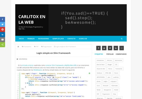 
                            2. LogIn simple en Slim Framework - Carlitox en la Web
