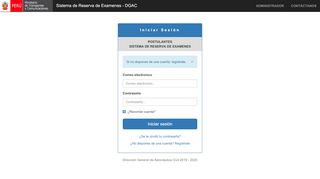 
                            7. LogIn - Sistema de Reserva de Examenes - DGAC - MTC