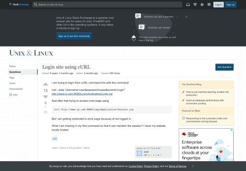 
                            4. Login site using cURL - Unix & Linux Stack Exchange